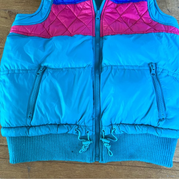 Zara TRF Teal Hot Pink Purple Puffer Vest - Picture 3 of 7
